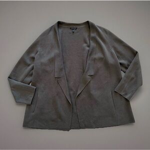 EILEEN FISHER Cardigan Sweater Knit Silk Organic Cotton Sz XL Green Lagenlook